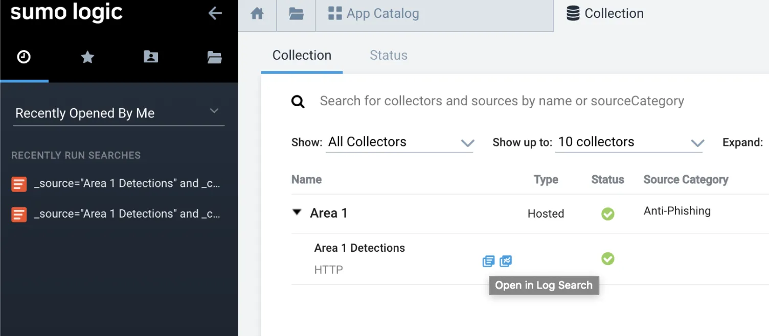 View logs in Sumo Logic.